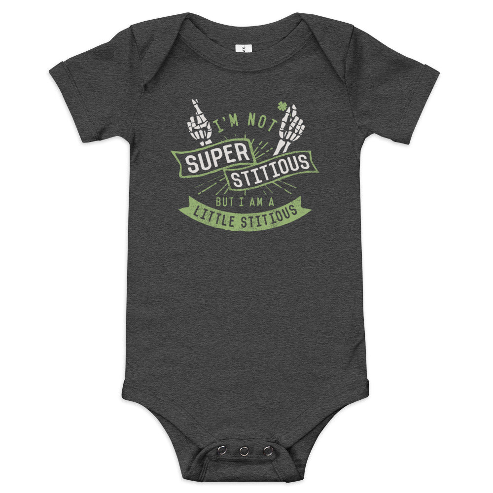 I'm Not Superstitious, But I Am A Little Stitious Kid's Onesie