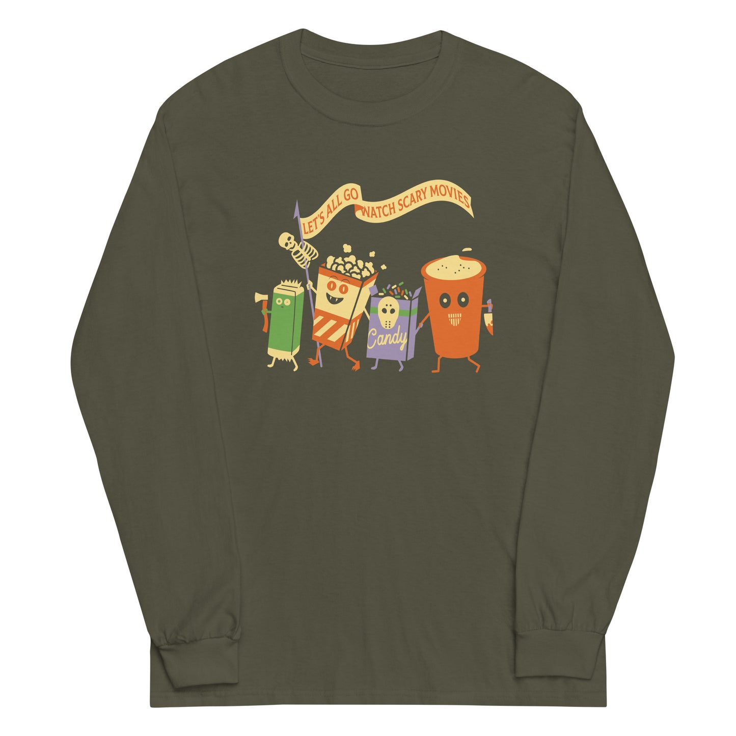 Let's All Go Watch Scary Movies Unisex Long Sleeve Tee