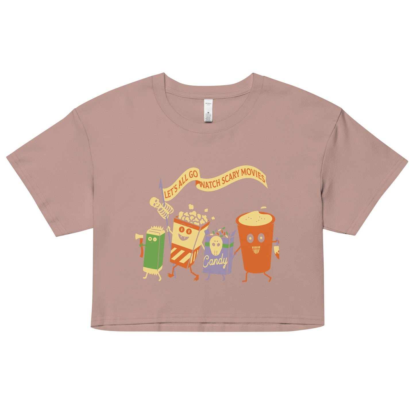 Let's All Go Watch Scary Movies Women's Crop Tee