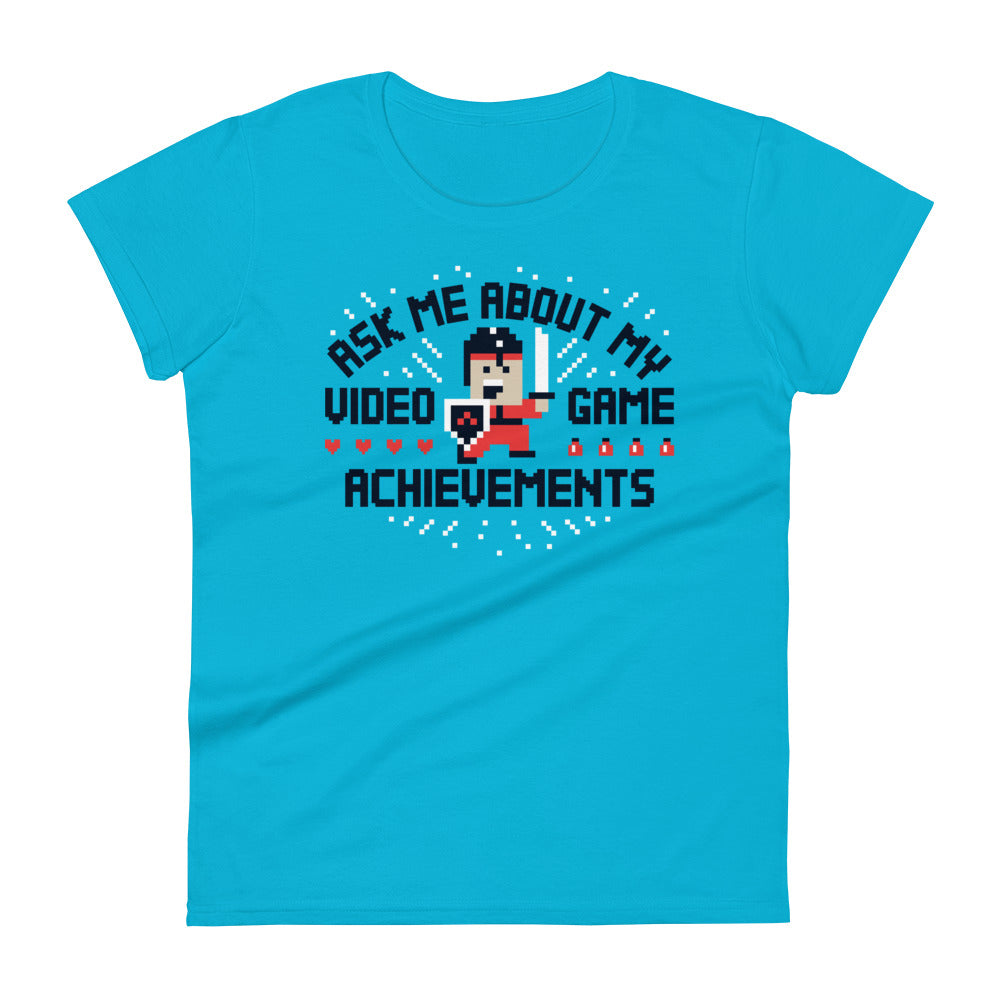 Ask Me About My Video Game Achievements Women's Signature Tee