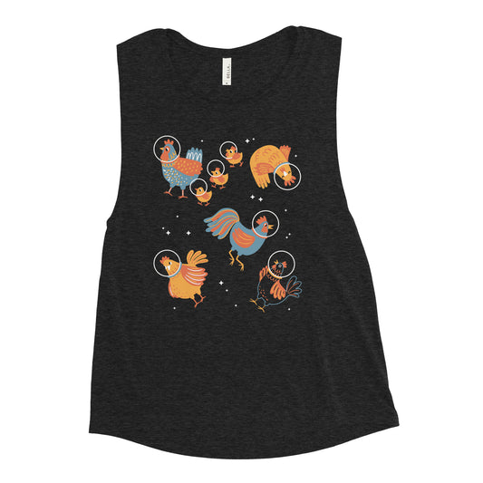 Chickens In Space Women's Muscle Tank