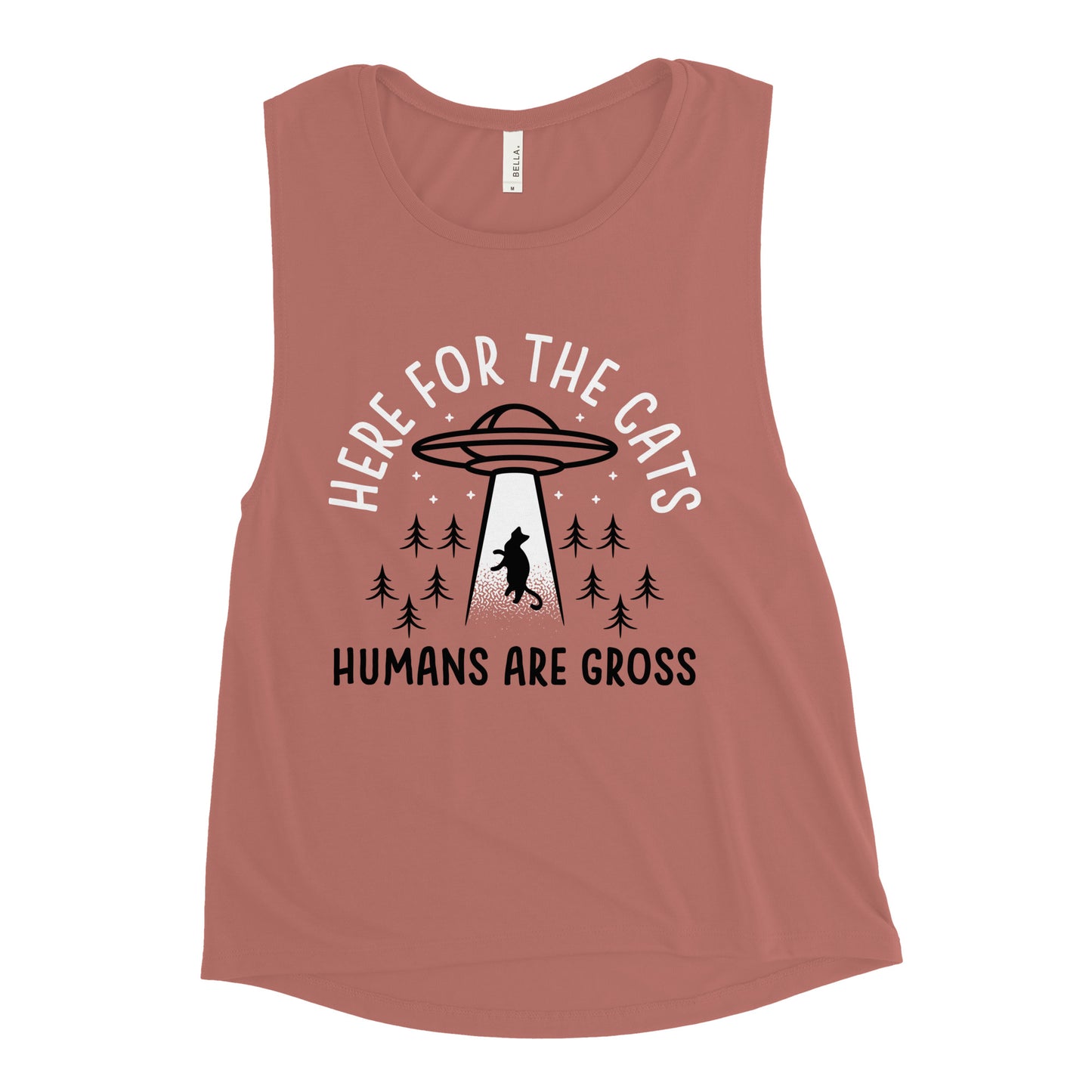 Here For The Cats, Humans Are Gross Women's Muscle Tank