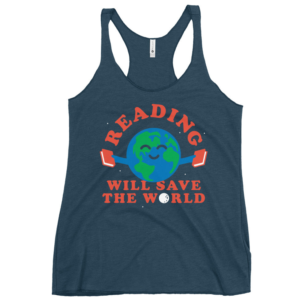 Reading Will Save The World Women's Racerback Tank