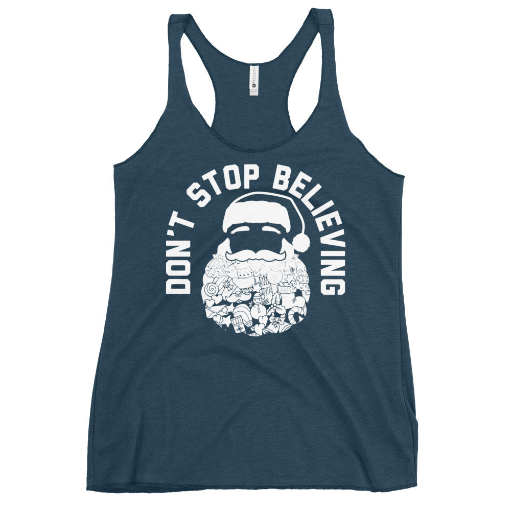 Don't Stop Believing Santa Women's Racerback Tank