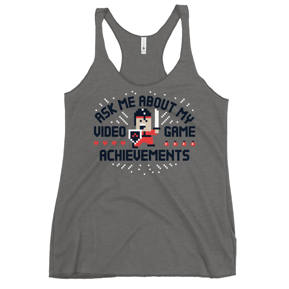 Ask Me About My Video Game Achievements Women's Racerback Tank