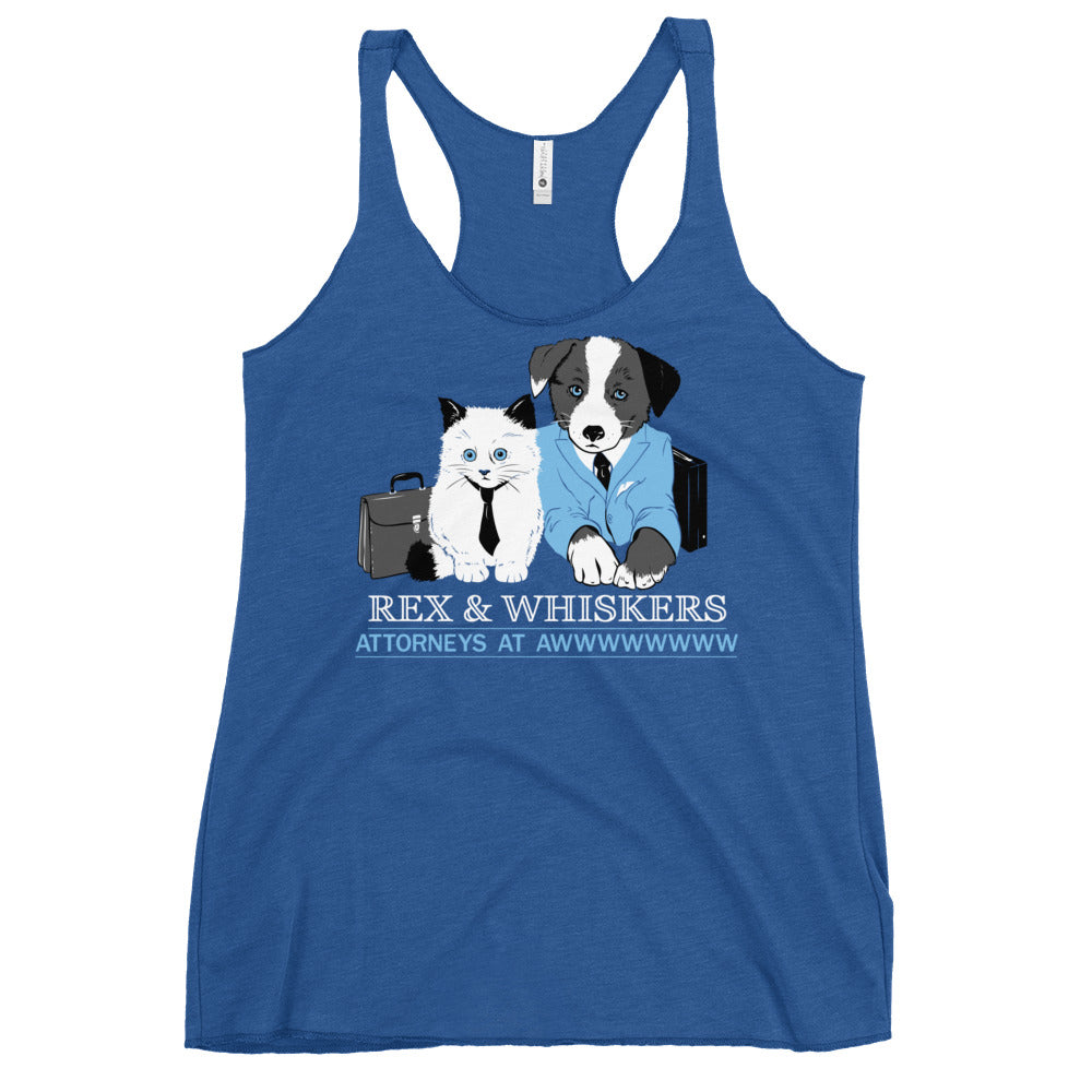 Rex and Whiskers Attorneys Women's Racerback Tank