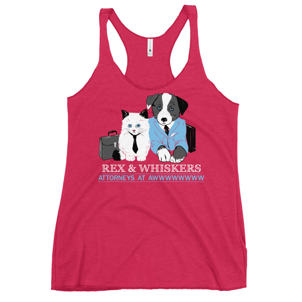 Rex and Whiskers Attorneys Women's Racerback Tank
