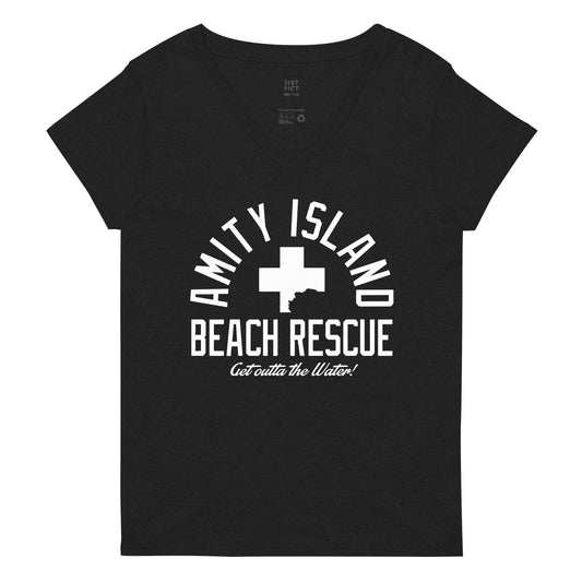 Amity Island Beach Rescue Women's V-Neck Tee