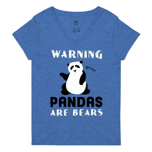 Warning, Pandas Are Bears Women's V-Neck Tee