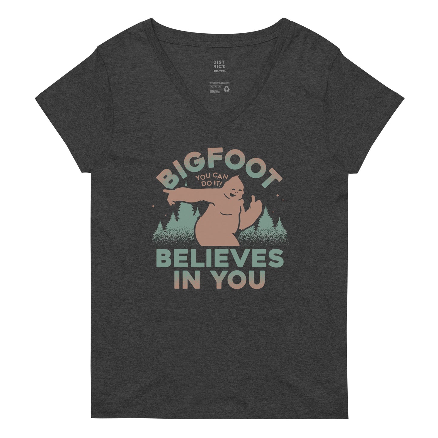 Bigfoot Believes In You Women's V-Neck Tee
