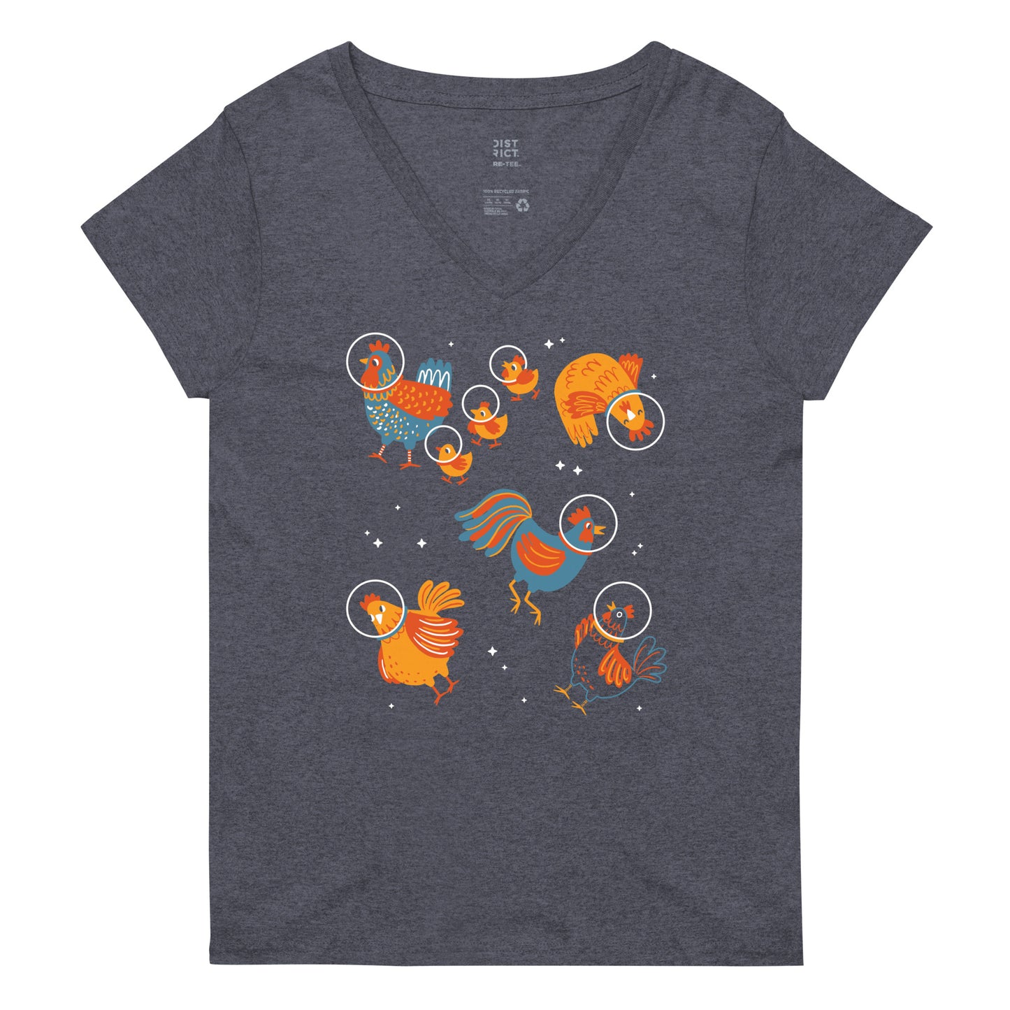 Chickens In Space Women's V-Neck Tee