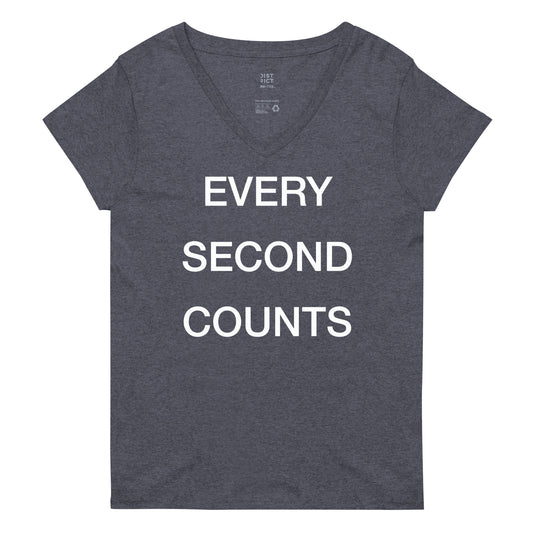 Every Second Counts Women's V-Neck Tee