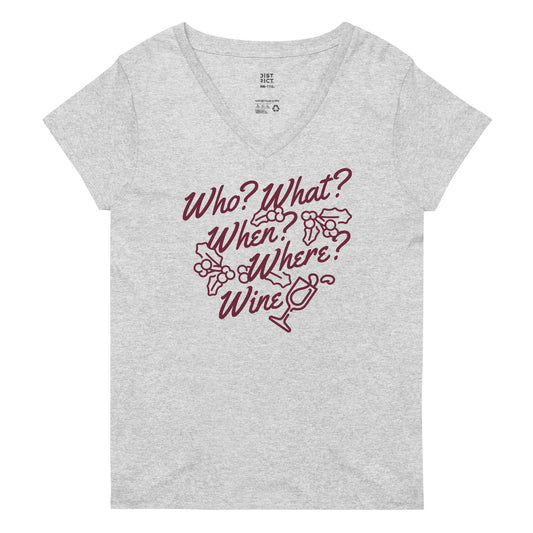 Who? What? When? Where? Wine? Women's V-Neck Tee