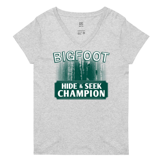 Bigfoot Hide And Seek Champion Women's V-Neck Tee