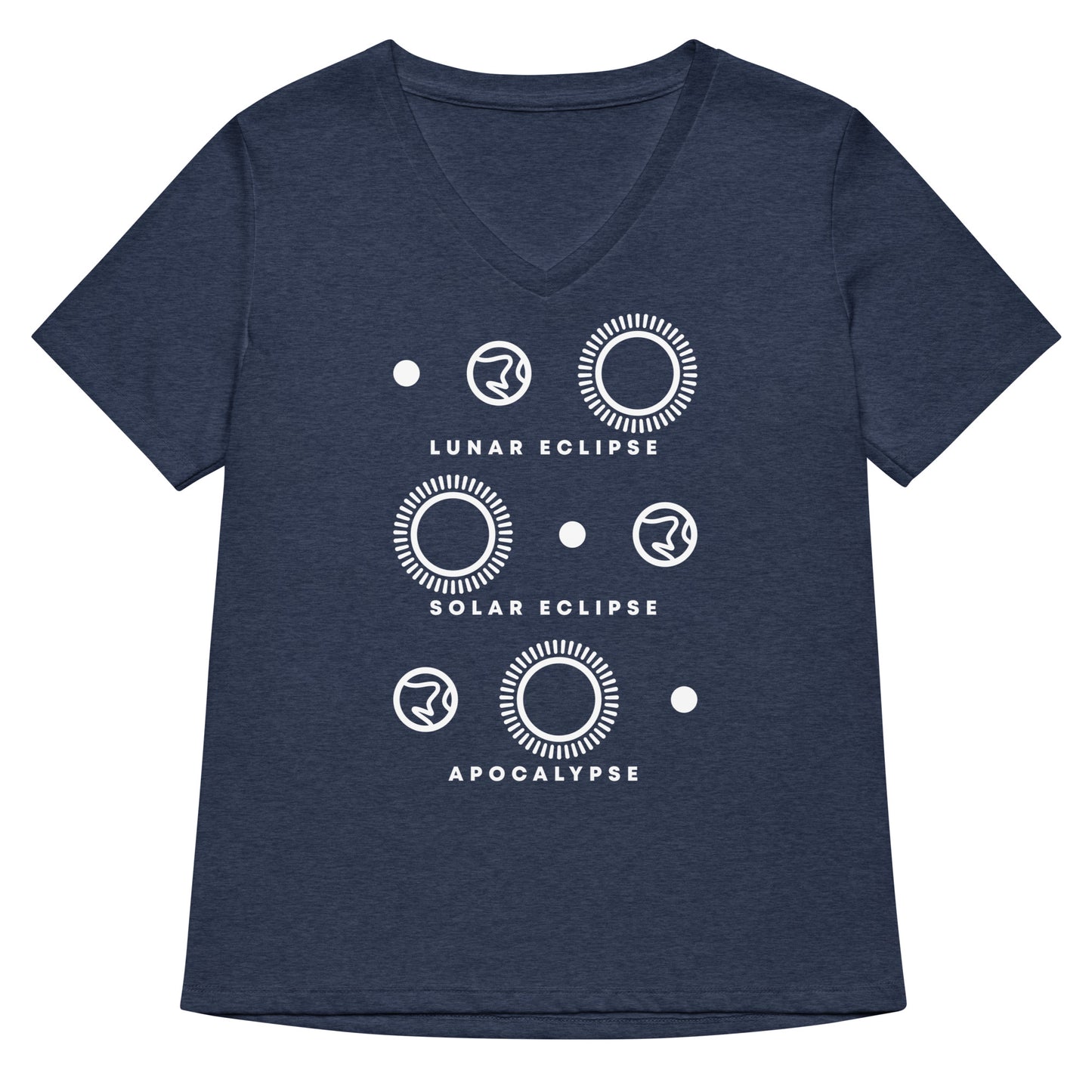 Lunar Eclipse Solar Eclipse Apocalypse Women's V-Neck Tee
