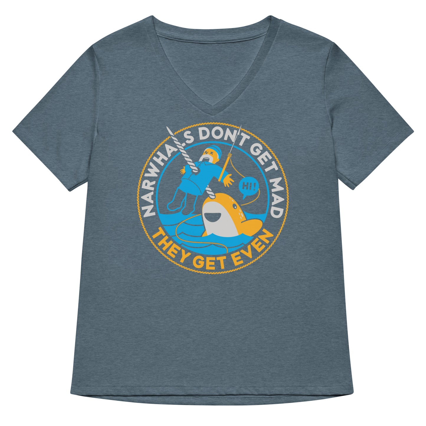 Narwhals Don't Get Mad Women's V-Neck Tee