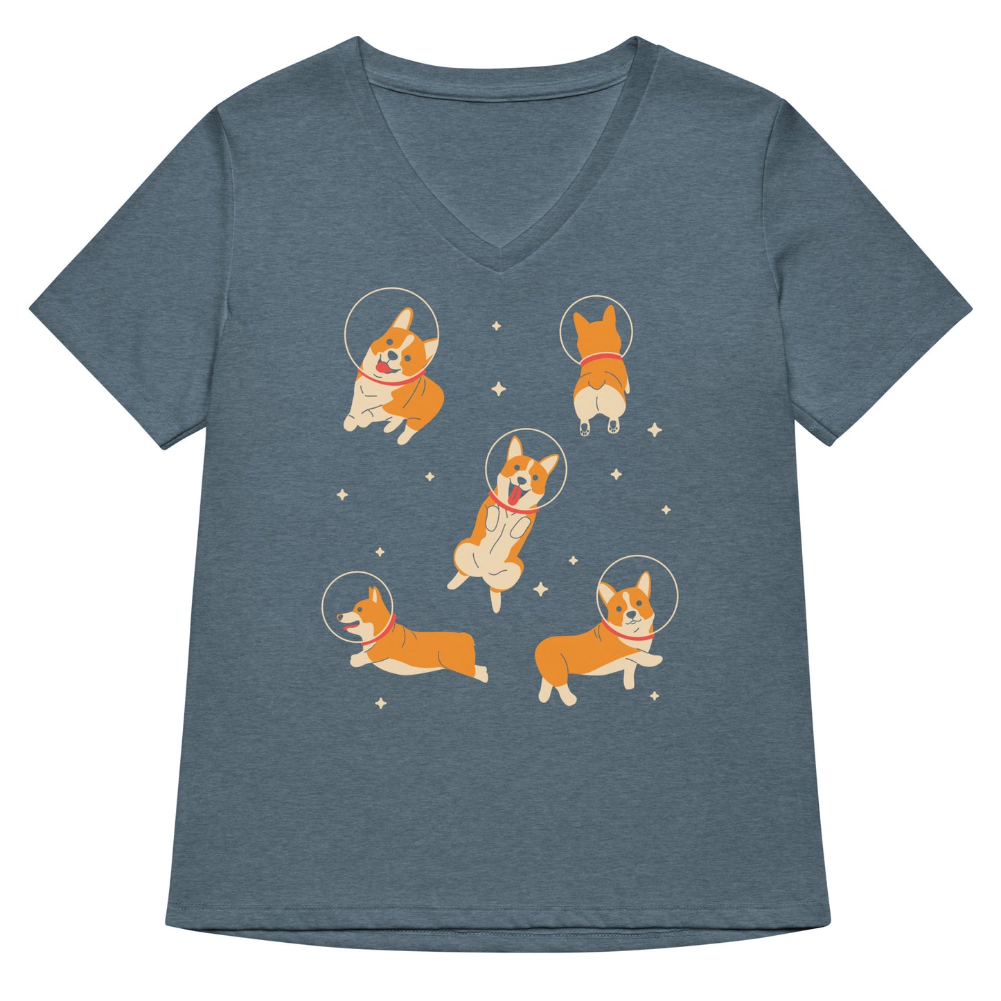Corgis In Space Women's V-Neck Tee