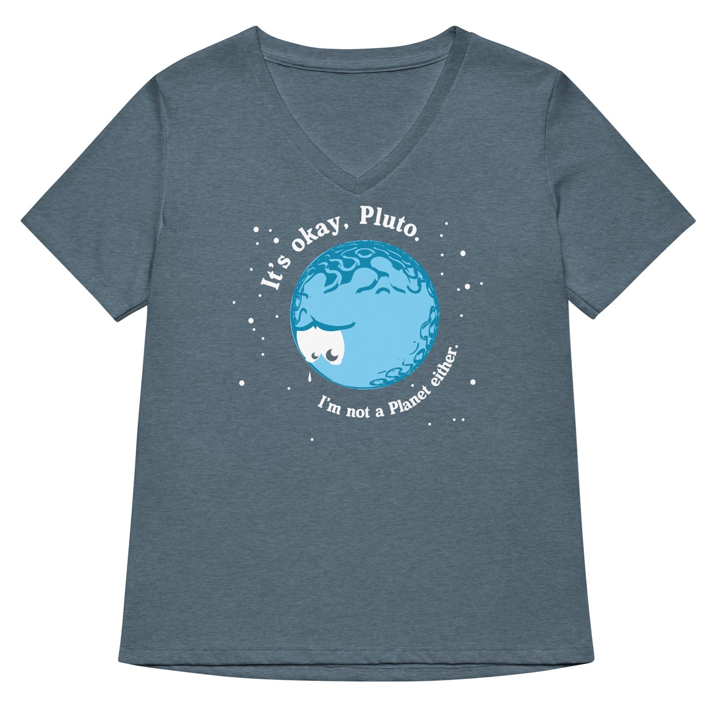 It's Okay Pluto Women's V-Neck Tee