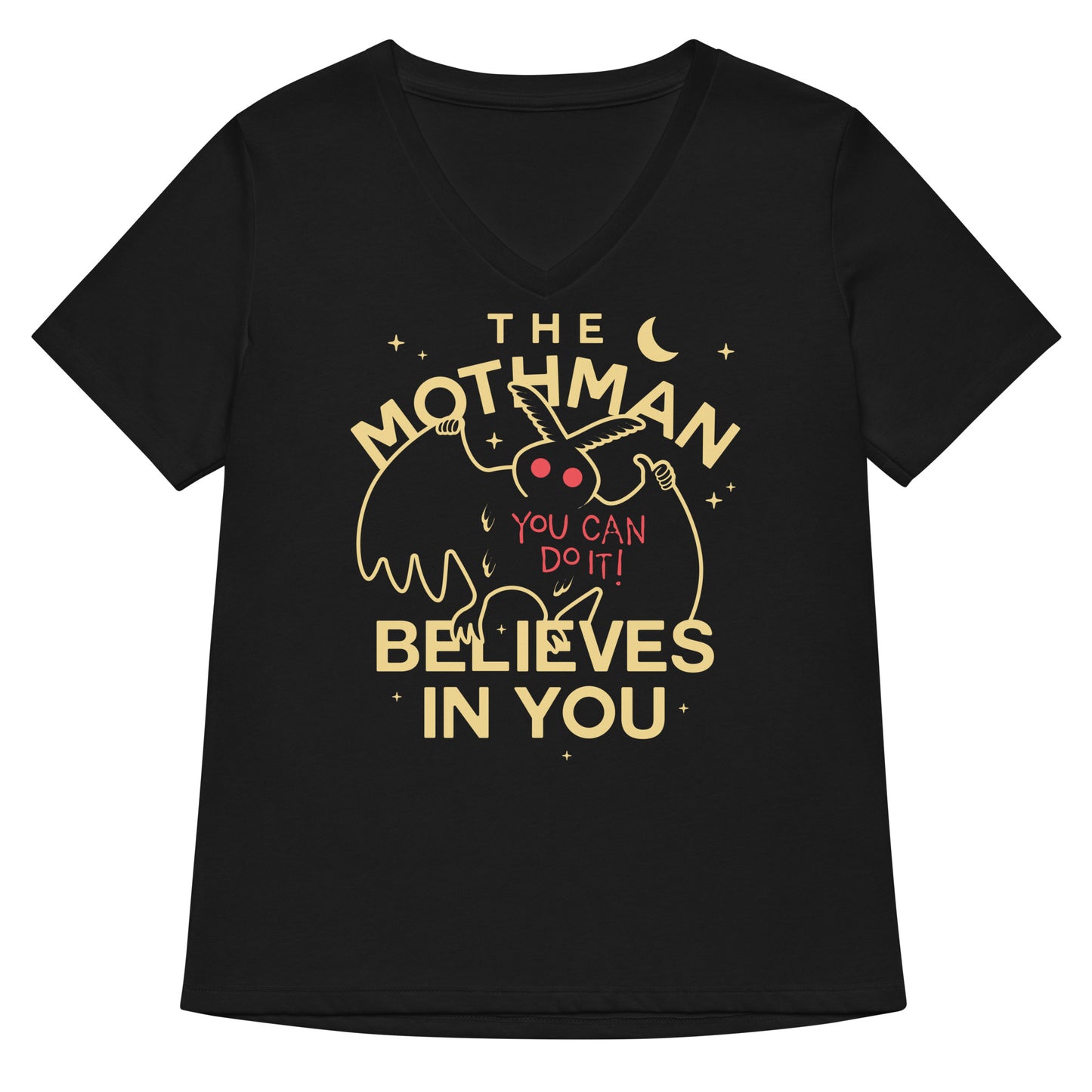 The Mothman Believes In You Women's V-Neck Tee