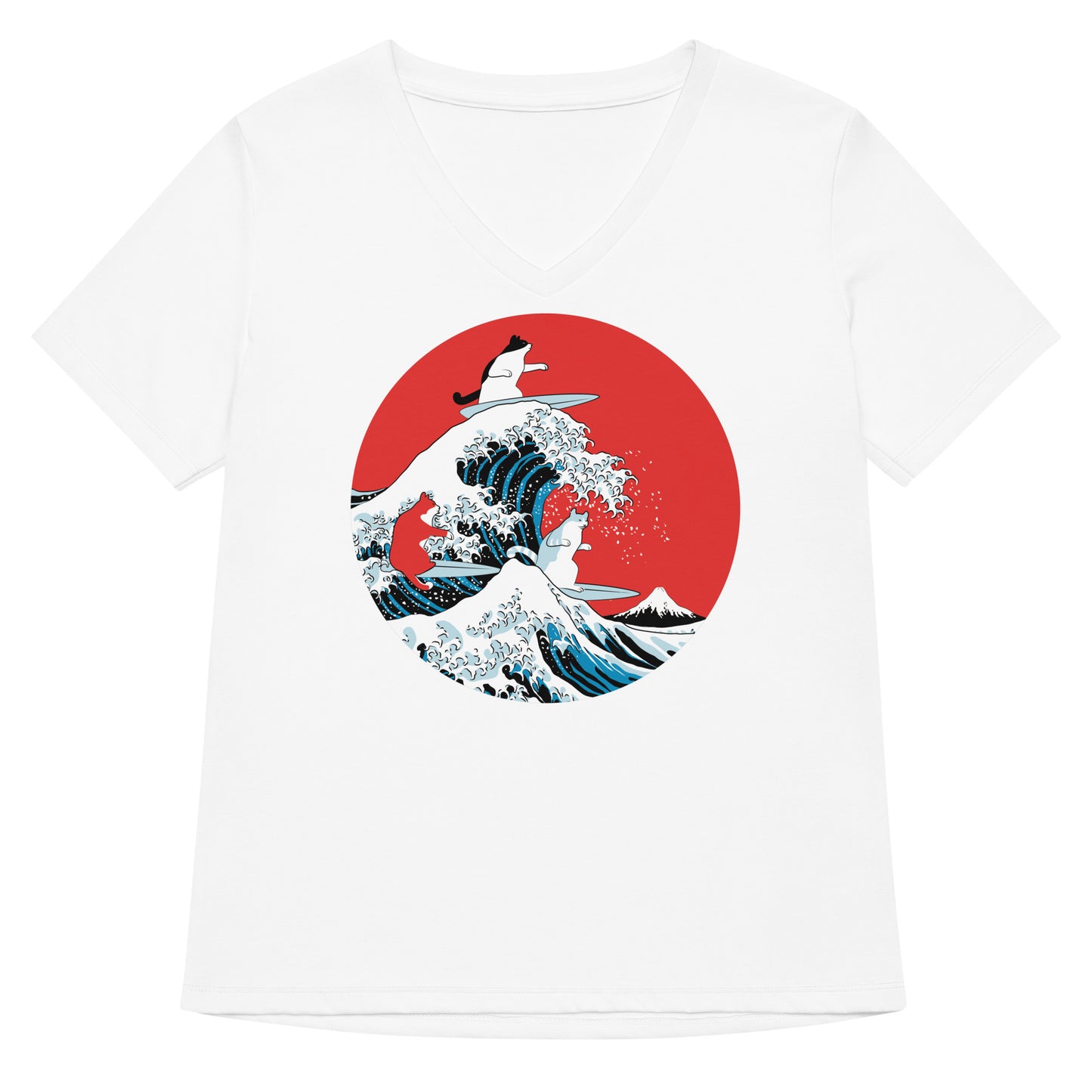 Big Wave Cats Women's V-Neck Tee