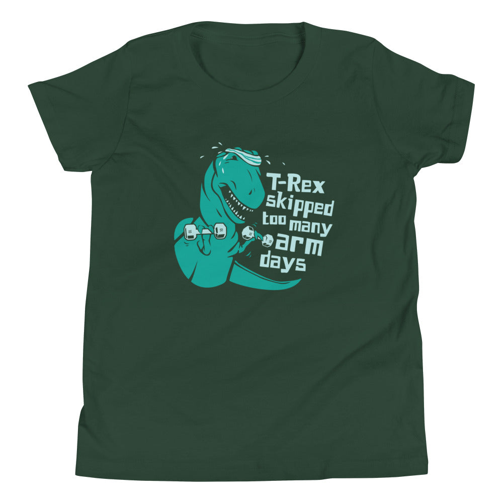 T-Rex Skipped Too Many Arm Days Kid's Youth Tee