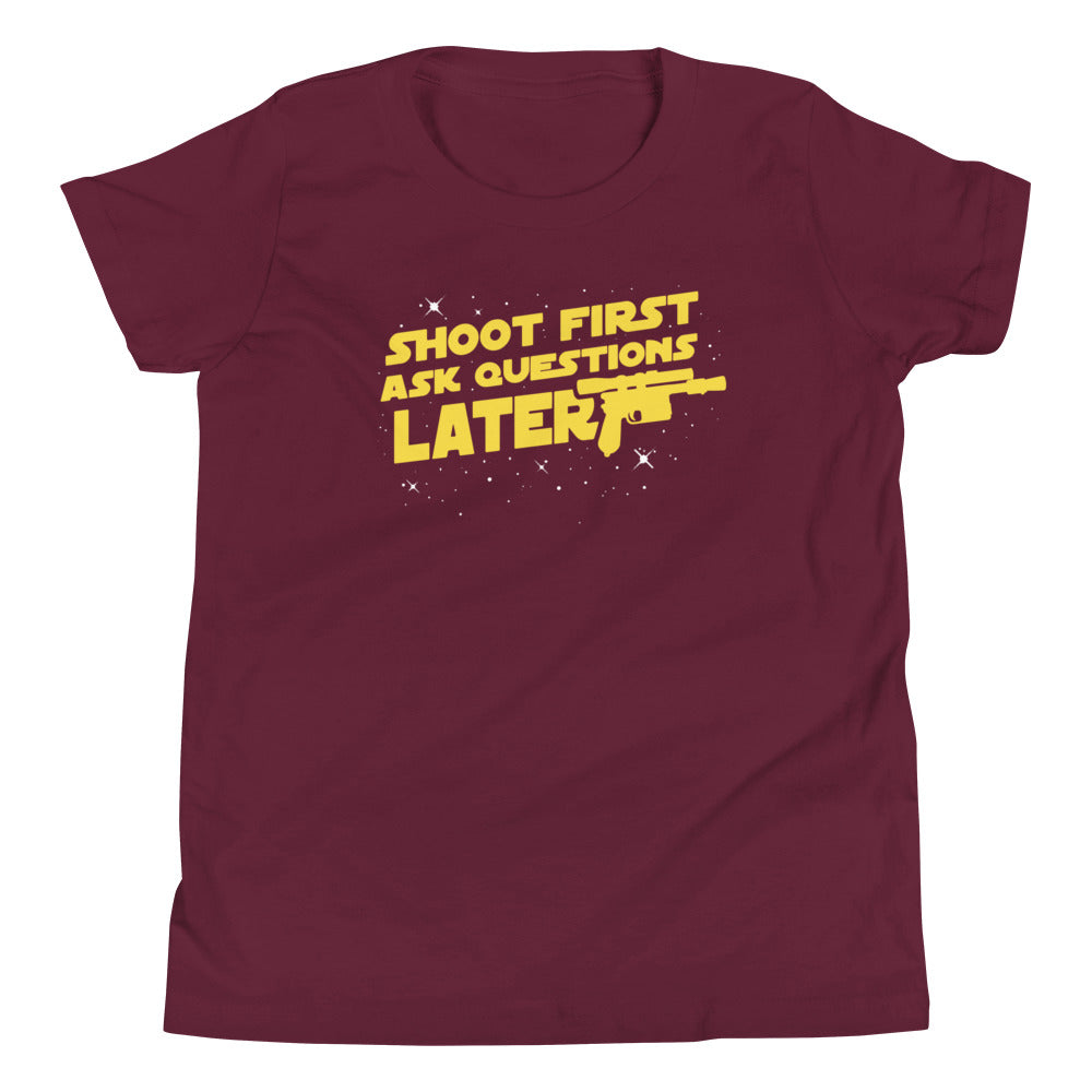 Shoot First Ask Questions Later Kid's Youth Tee