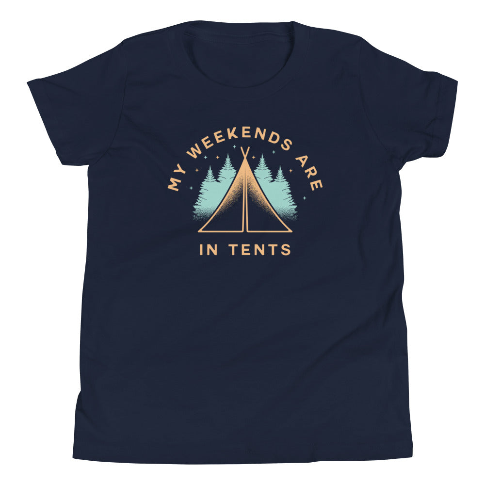 My Weekends Are In Tents Kid's Youth Tee