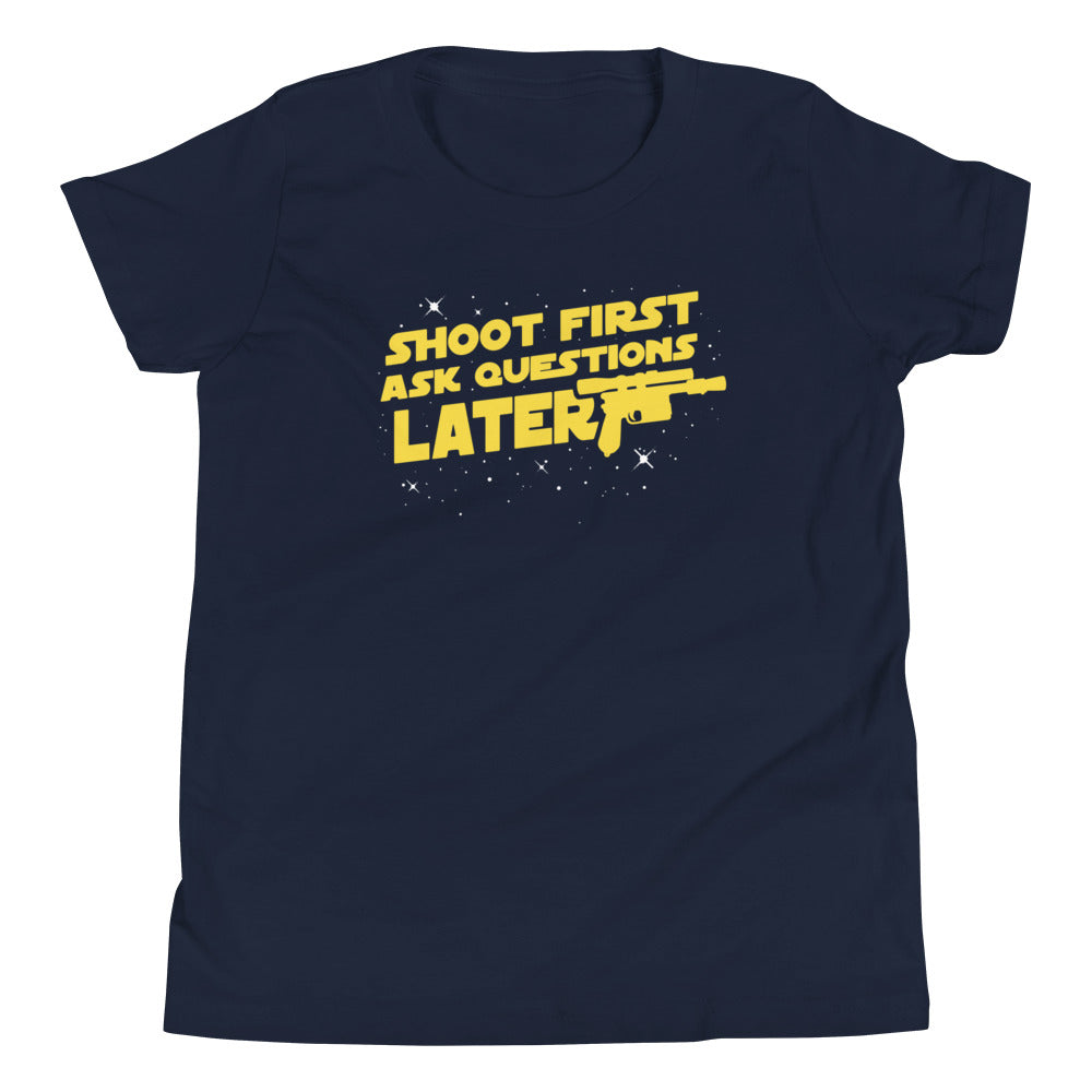 Shoot First Ask Questions Later Kid's Youth Tee