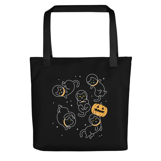 Cat Halloween In Space Tote Bag