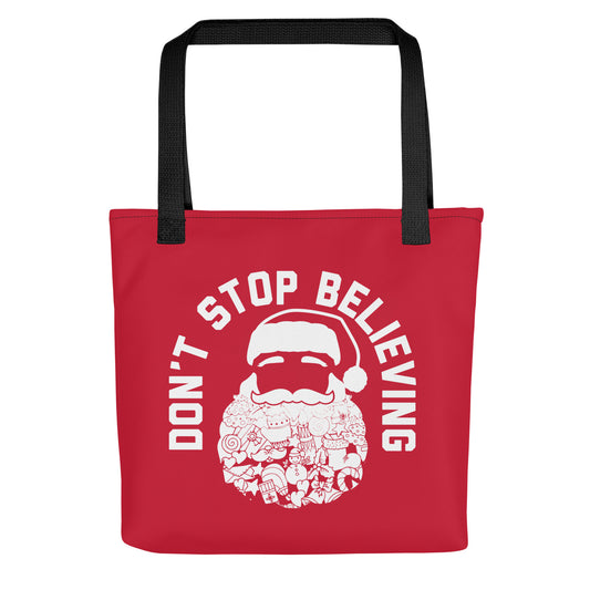 Don't Stop Believing Santa Tote Bag