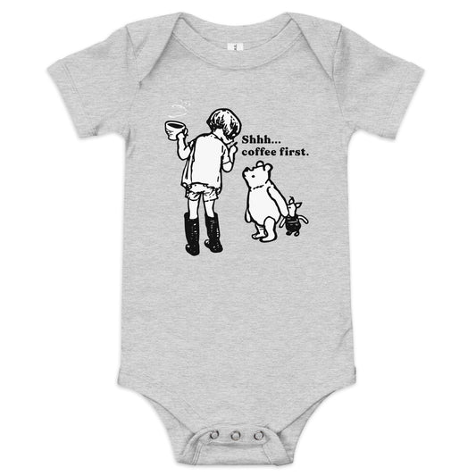 Shhh Coffee First Kid's Onesie
