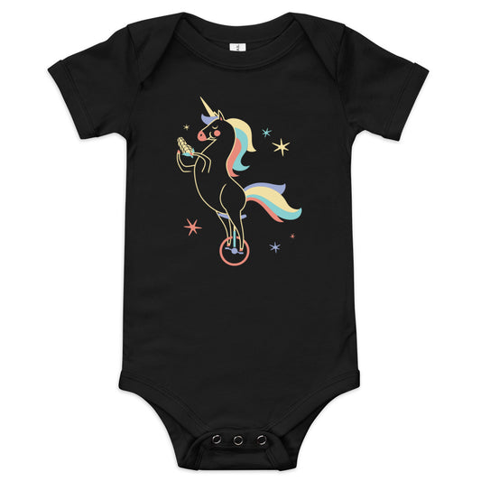Unicycling Unicorn With Corn Kid's Onesie