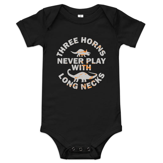 Three Horns Never Play With Long Necks Kid's Onesie