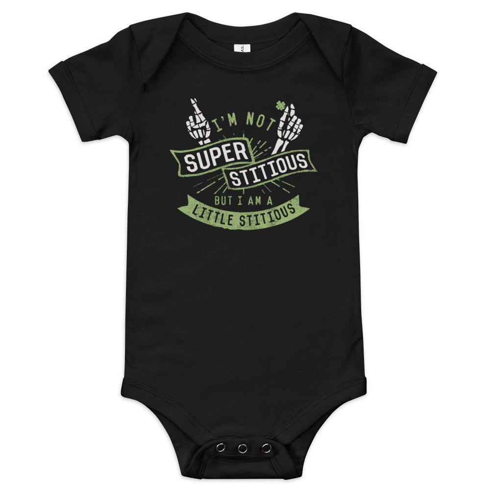 I'm Not Superstitious, But I Am A Little Stitious Kid's Onesie