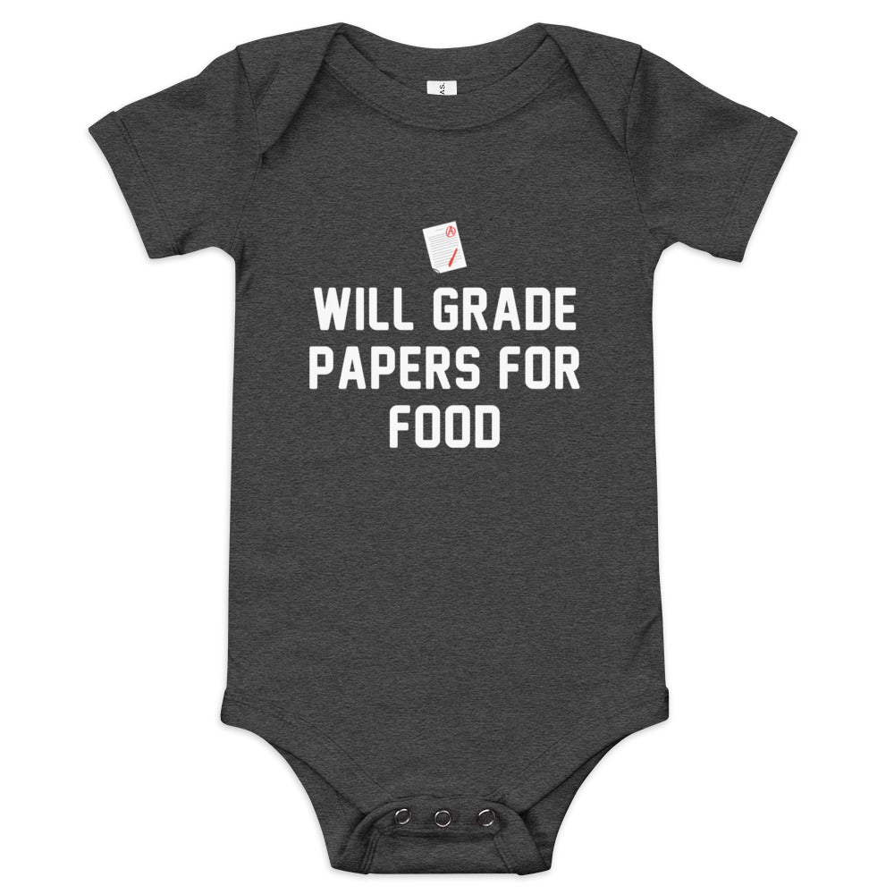 Will Grade Papers For Food Kid's Onesie