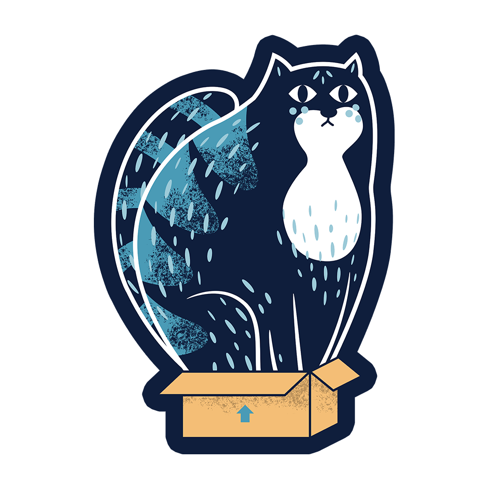 Cat In A Box Sticker