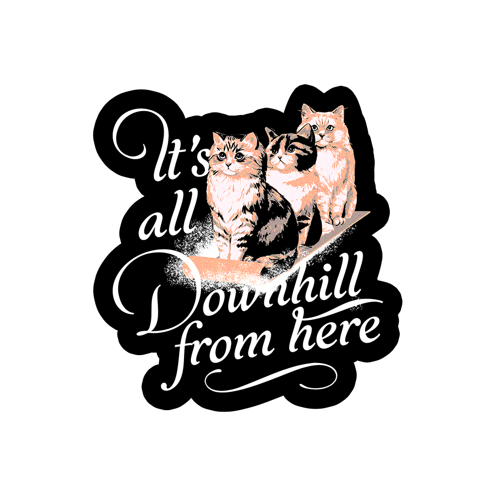It's All Downhill From Here Sticker