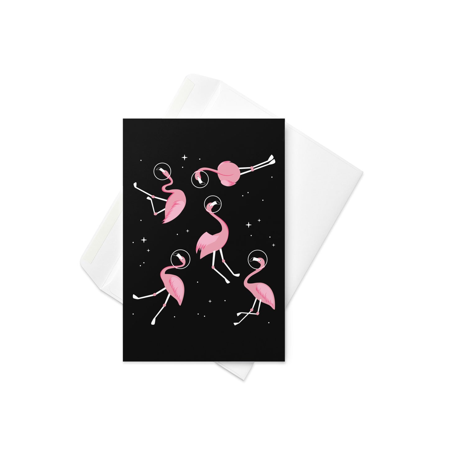 Flamingos In Space Greeting Card