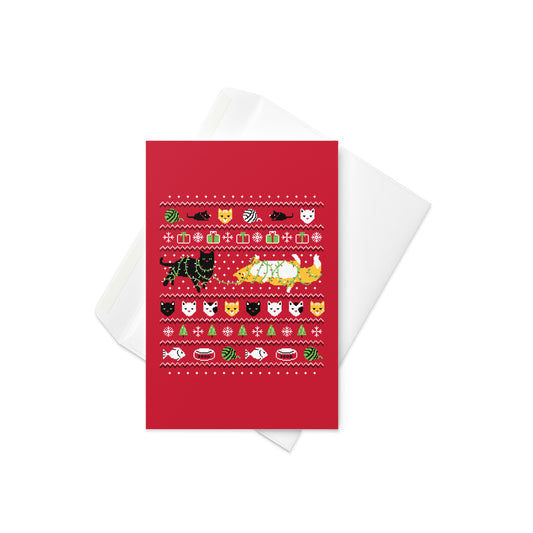 Ugly Cat Sweater Greeting Card