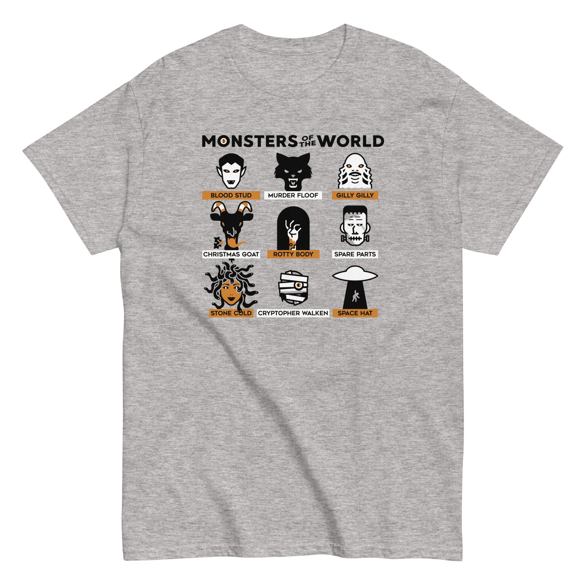 classic monsters shirt Monsters Of The World Men's Classic Tee Sport Grey