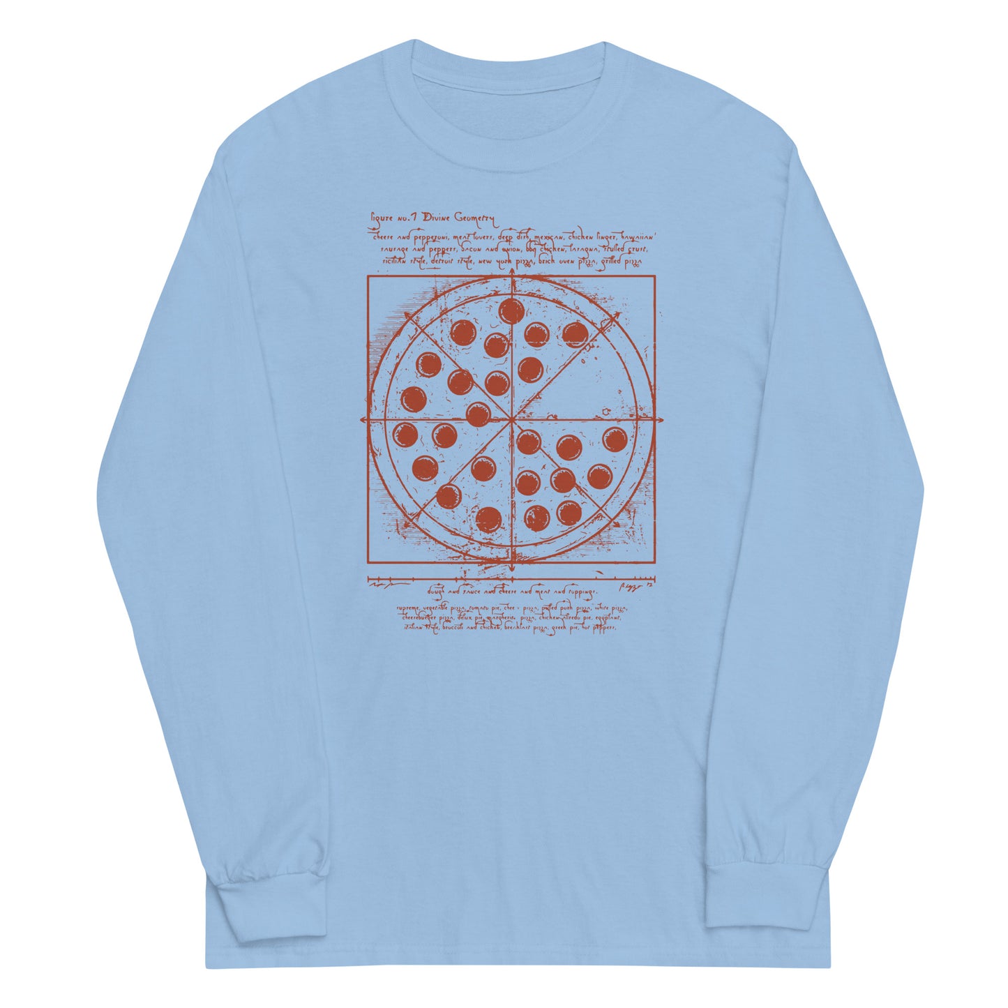 Vitruvian Pizza Unisex Long Sleeve Tee