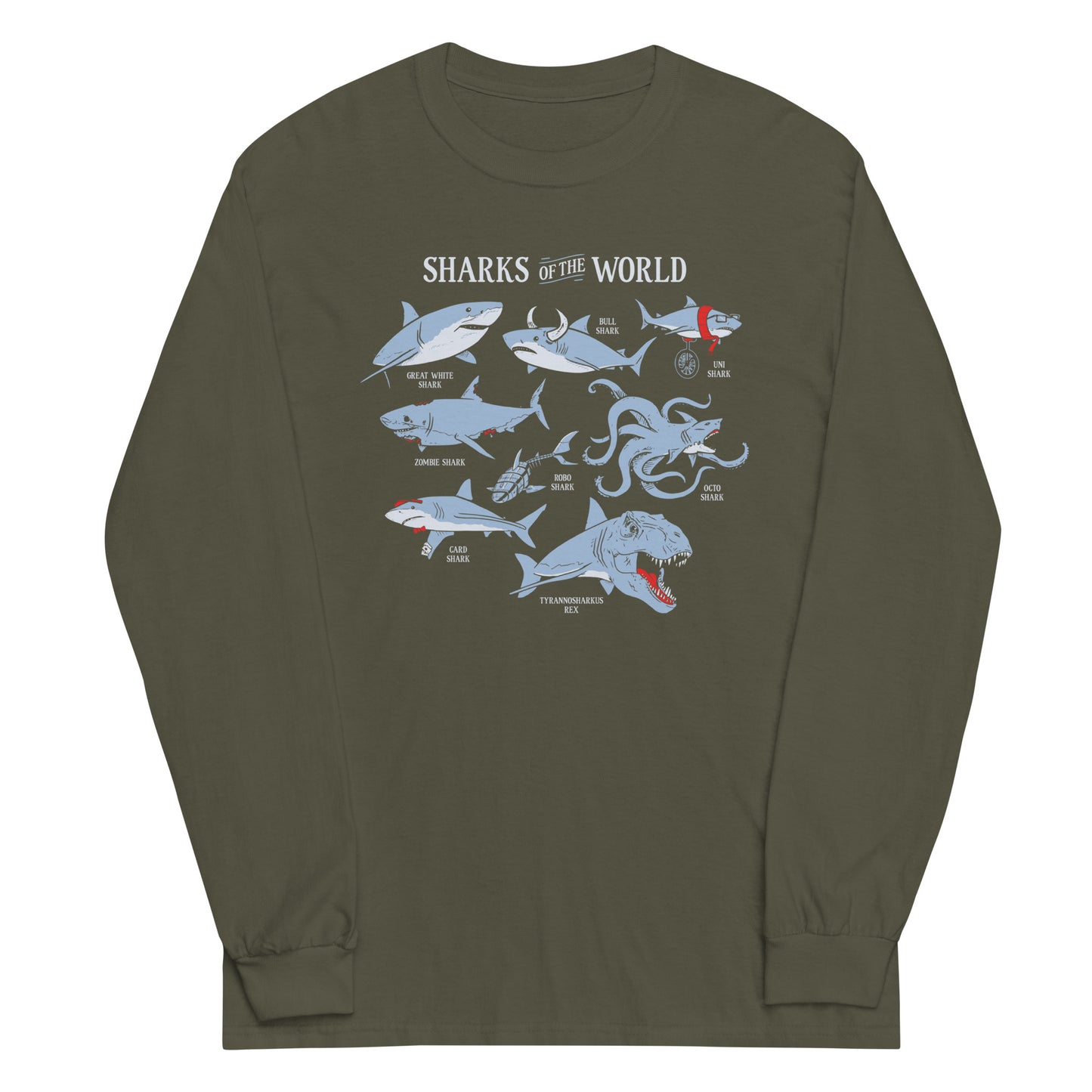 Sharks Of The World Unisex Long Sleeve Tee
