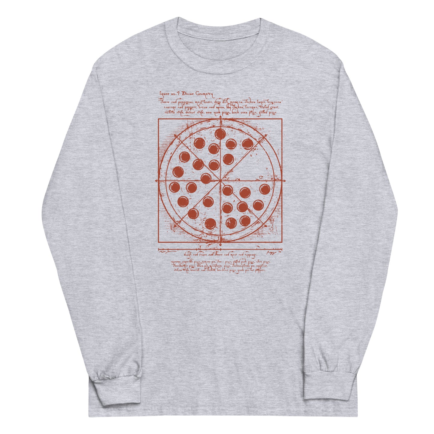 Vitruvian Pizza Unisex Long Sleeve Tee