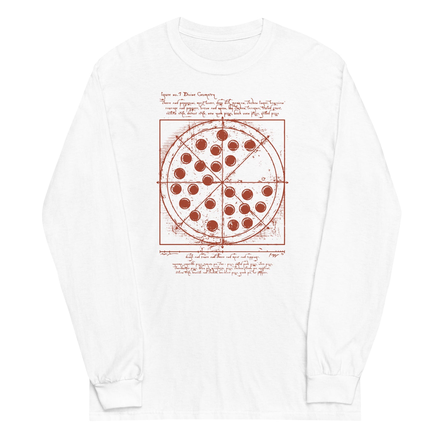 Vitruvian Pizza Unisex Long Sleeve Tee
