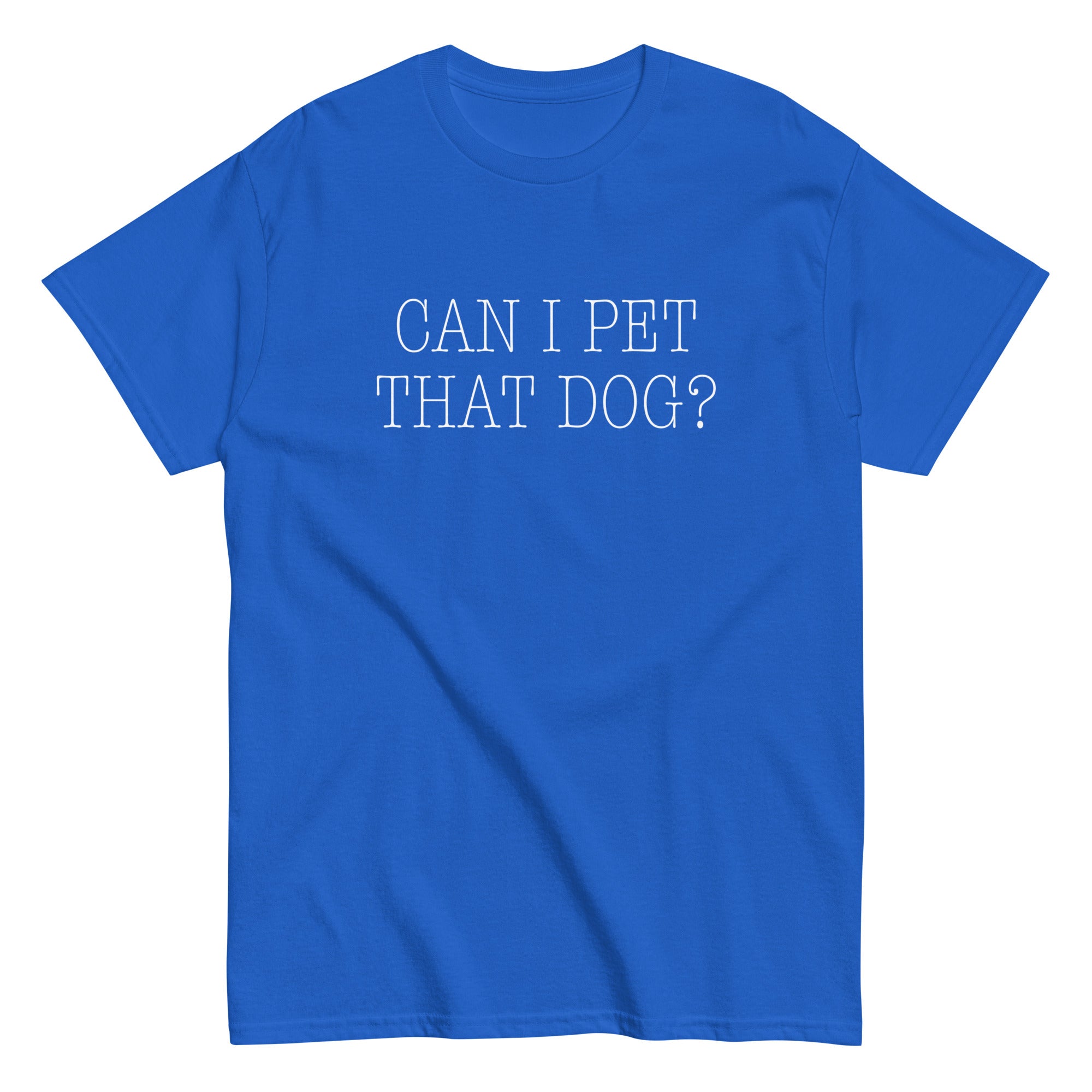 Funny Men's T-Shirt - Can I Pet That Dog? Sarcastic Bear Graphic Novelty Tee - Heather Brown
