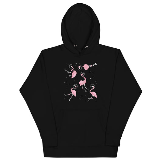 Flamingos In Space Unisex Hoodie