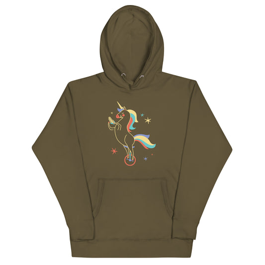 Unicycling Unicorn With Corn Unisex Hoodie