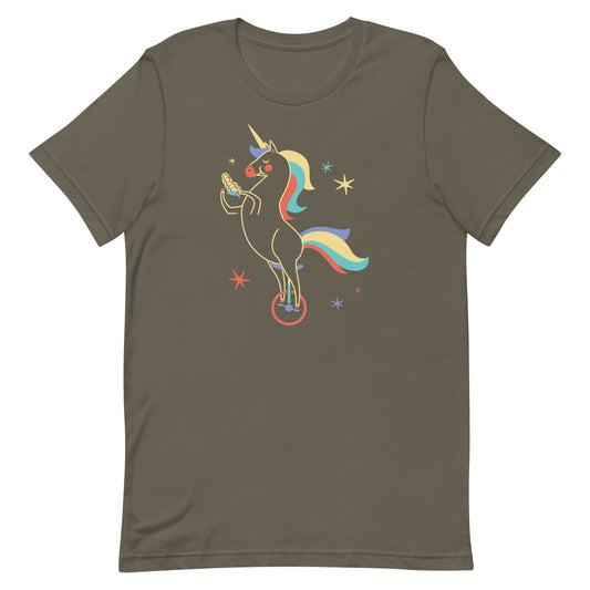 Unicycling Unicorn With Corn Men's Signature Tee