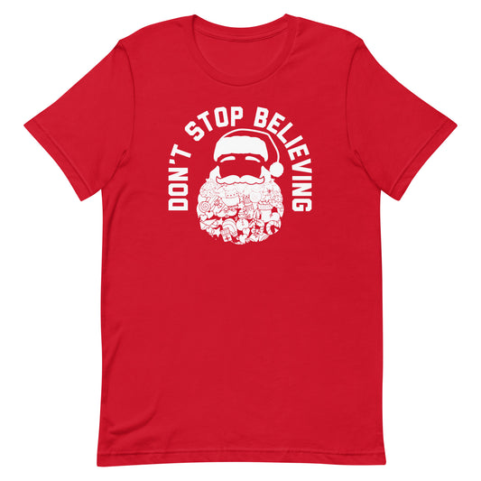Don't Stop Believing Santa Men's Signature Tee