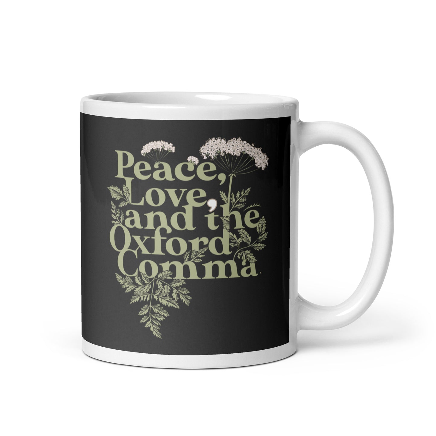 Peace, Love, And The Oxford Comma Mug